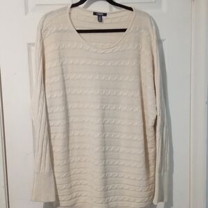 Chaps Women's Cream Textured Knit Sweater
